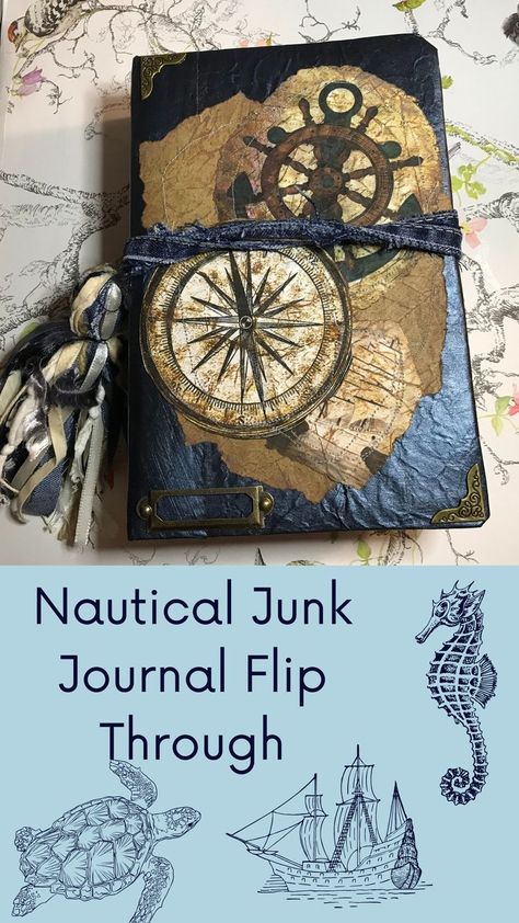 Nautical Junk Journal, Sea Junk Journal, Nautical Junk Journal Ideas, Pirate Junk Journal, Junk Journal Themes, Junk Journal Themes Ideas, Memory Journals, Ocean Journal, Tag Books