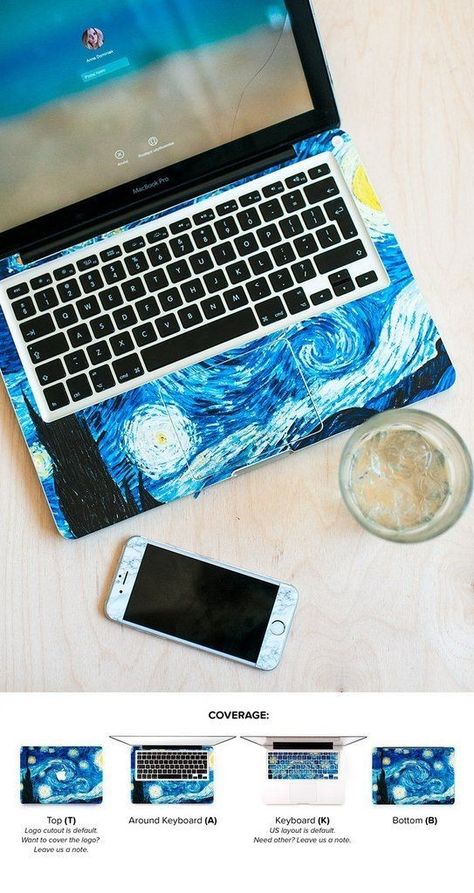 Laptop Ideas, Keyboard Decal, Punk Disney Princesses, Macbook Keyboard, Keyboard Stickers, Laptop Cover, Arte Van Gogh, Cool Electronics, Macbook Decal