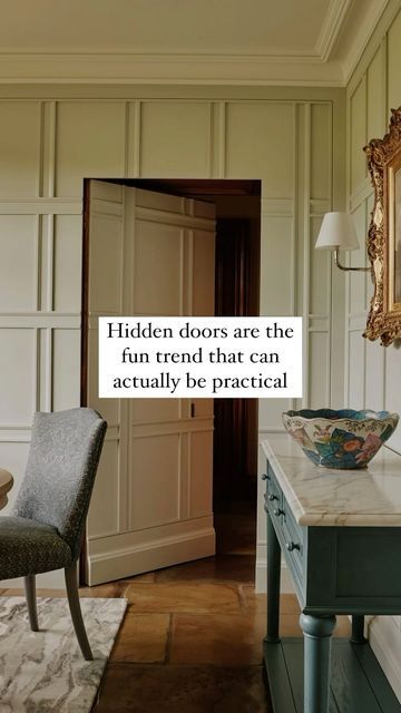 Homes & Gardens on Instagram: "We’re spotting hidden doors everywhere at the moment and these clever design features add an element of fun and intrigue to your spaces, whilst also providing seamless transitions between rooms. . #homesandgardens #hiddendoor" Hidden Doors In Walls, Secret Doors, Hidden Doors, Hidden Rooms, Secret Door, Hidden Door, Seamless Transition, Room Doors, Clever Design