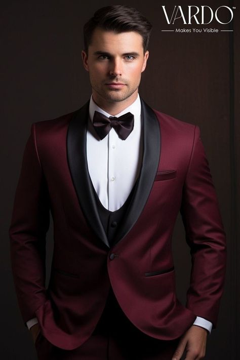 Tuxedo Red Men, Prom Suits For Men Red, Luxury Red Tuxedo Suit, Luxury Red Tuxedo, Luxury Fitted Red Tuxedo, Red Long Sleeve Semi-formal Tuxedo, Red Tux, Stylish Mens Suits, Burgundy Suit