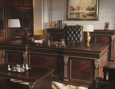 Modern Desk Office, Lawyer Office Design, Lawyer Desk, Executive Desk Set, Classic Office Furniture, Law Office Design, Executive Office Design, Luxury Office Furniture, Law Office Decor