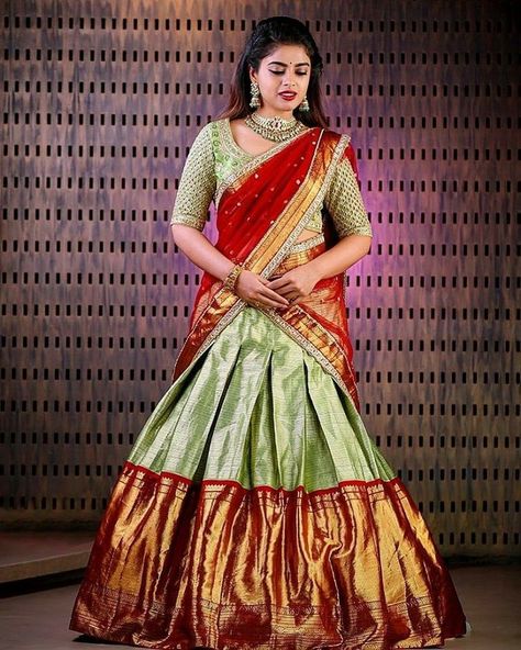 Saree For Wedding, Lehenga Style Saree, Half Saree Function, Lehenga Saree Design, Half Saree Lehenga, Indian Outfits Lehenga, Indian Bride Outfits, Lehenga Style, Half Saree Designs