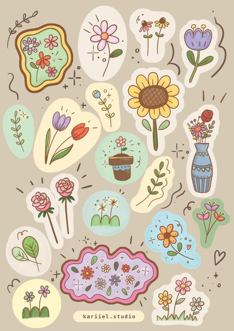 Printable Doodles Stickers, Cute Stickers For Scrapbook, Cute Notes Drawings, Cute Printed Stickers, Cute Sticker Doodles, Good Note Stickers Png, Cute Sticker Ideas To Draw Easy Simple, Cute Colourful Doodles, Digital Note Stickers