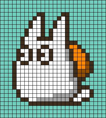 Studio Ghibli 8 Bit, Pixel Art Pattern Ghibli, Ghibli Pixel Pattern, Totoro Perler Beads Pattern, Totoro Graph, Jiji Alpha Pattern, My Neighbor Totoro Pixel Art, Ghibli Perler Bead Patterns, Pixel Studio Ghibli