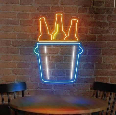 Bar Party Decor, Beer Bucket, Neon Bar Signs, Pvc Moulding, Led Logo, Neon Flex, Beer Pub, Bar Interior, Bar Party