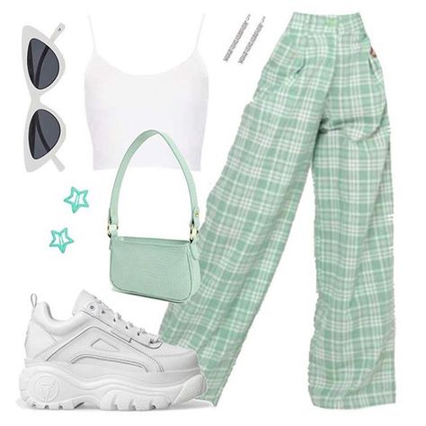 Green High Waisted Pants, Trousers Details, Mode Chanel, Style Trousers, Neue Outfits, Fashion Weeks, Kpop Fashion Outfits, Teenage Fashion Outfits, Mode Vintage