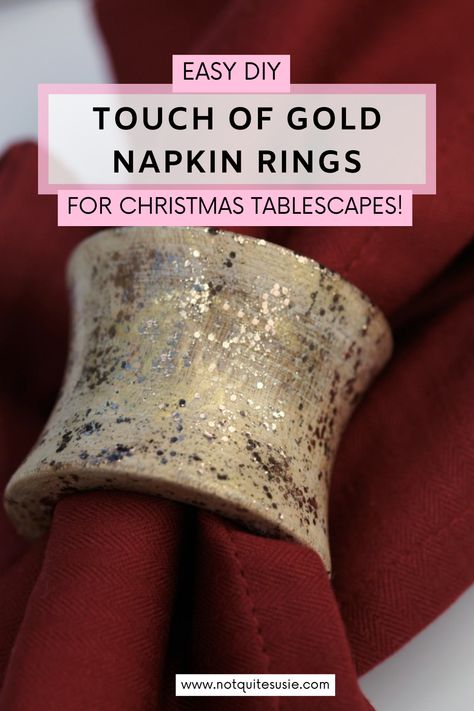 Add a touch of elegance to your holiday table with these DIY gold napkin rings! Made in under 10 minutes with simple supplies like wooden rings, gold paint, and glitter nail polish, this easy project brings a warm, festive sparkle to your place settings. Perfect for Thanksgiving, Christmas, and any special gathering, these DIY napkin rings add seasonal charm without breaking the bank—or your schedule. Christmas Napkins Rings Diy, Brass Napkin Rings, How To Make Napkin Rings Diy, Christmas Napkin Ring Ideas, Christmas Napkin Rings Diy, Napkin Rings Diy Ideas, Diy Christmas Napkin Rings, Diy Napkin Rings Christmas, Napkin Rings For Christmas