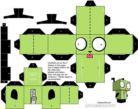 invader zim papercraft Cube Template, Paper Cube, Paper Doll Printable Templates, Paper Toys Template, Karakter Disney, Paper Doll Template, Papercraft Templates, Paper Toy, Paper Dolls Printable