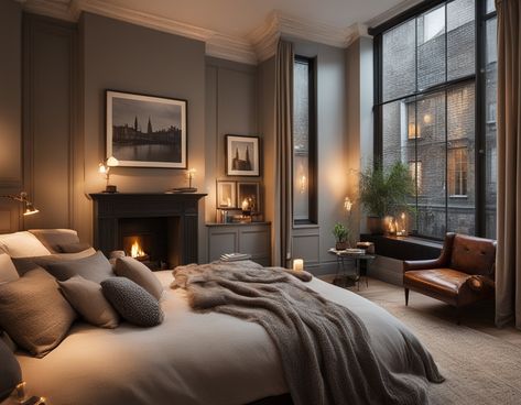 Home Decor Themes Modern, Moody Interior Design Bedroom, L Shaped Bedroom Layout, Chocolate Bedroom Ideas, Cozy Dark Bedroom Aesthetic, Color Drenching Bedroom, Small Luxury Bedroom, Chocolate Brown Bedrooms, Brown Bedrooms