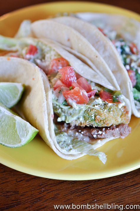 Fried Avocado Tacos Recipe - HUGE hit with the kids!  Definitely making them again!! Fried Avocado Tacos, Fried Avocado, Avocado Tacos, Avocado Taco, Unique Dinner, Produce Recipes, Avocado Fries, Lunch Appetizers, Taco Recipe