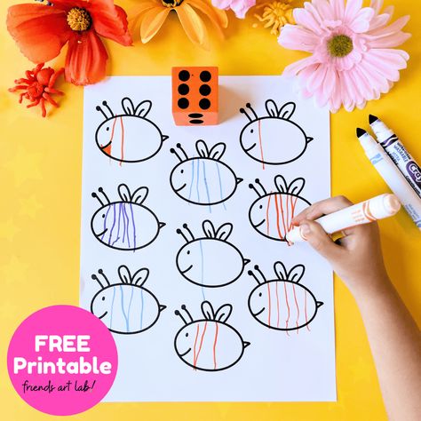 Preschool Bee Math Activity - FREE Printable Insect Art Kindergarten, Bee Art Activities, Honey Bee Craft Preschool, Preschool Bee Theme, Bumble Bee Activities For Preschool, Bumble Bee Activities, Bee Art Preschool, Bug Theme Preschool, Insect Art Preschool