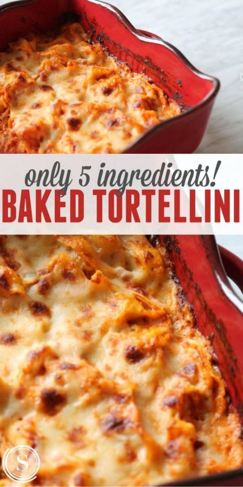 Easy Baked Tortellini, Baked Tortellini Recipes, Baked Tortellini, Tortellini Recipe, Baked Recipe, Tortellini Bake, 5 Ingredient Dinners, Tortellini Recipes, Easy Dinner Recipe