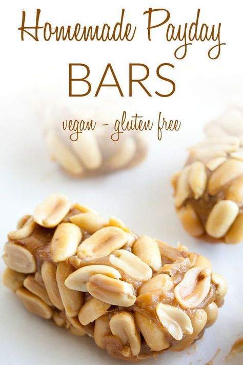 Homemade Payday, Payday Bars, Payday Candy, Payday Candy Bar, Dairy Snacks, Vegan Snack Recipes, Vegan Bar, Vegan Candies, Low Carb Snack