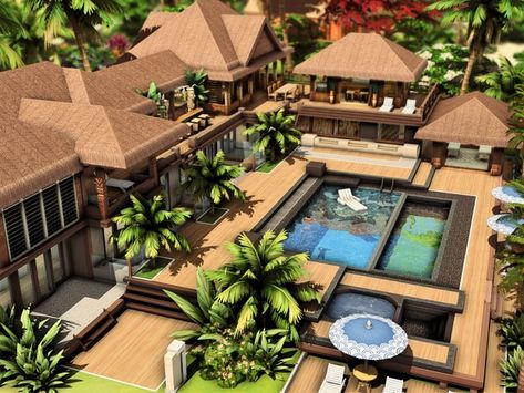 The Sims Resource - Paradisiac Beach Mansion Beach Mansion Floor Plan, Sims 4 Mansion Luxury, Sulani Homes Sims 4, Beach House Mansion, Mansion Sims 4, Big Beach House, Sims 4 Beach House, Large Beach House, Beach House Room