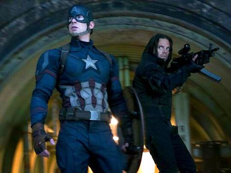 Steve Rogers and James Buchanan Barnes ( Chris Evans and Sebastian Stan) Captain America Civil War Captain America The Winter Soldier, The Winter Soldier, Captain America Civil, Steve Rogers, Bucky Barnes, Winter Soldier, Black Widow, The Winter, Captain America