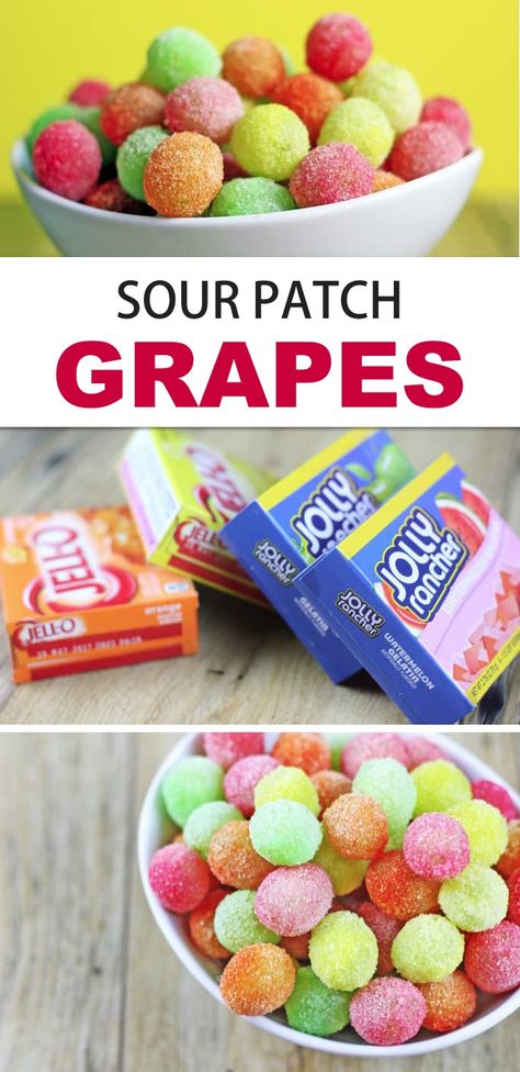 Sour Patch Grapes Recipe, Sour Patch Candy, Fun Kids Snacks, Sour Patch Grapes, Candied Grapes Recipe, Birthday Snacks, Grape Recipes, Birthday Party Snacks, Candy Factory