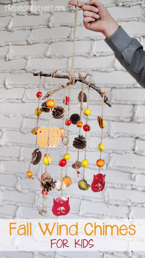 Fall Wind Chimes Craft for Kids Wind Chimes Craft, Kids Fall Crafts, Fall Arts And Crafts, Easy Fall Crafts, Thanksgiving Crafts For Kids, Diy Wind Chimes, Fall Crafts For Kids, Thanksgiving Kids, Autumn Crafts