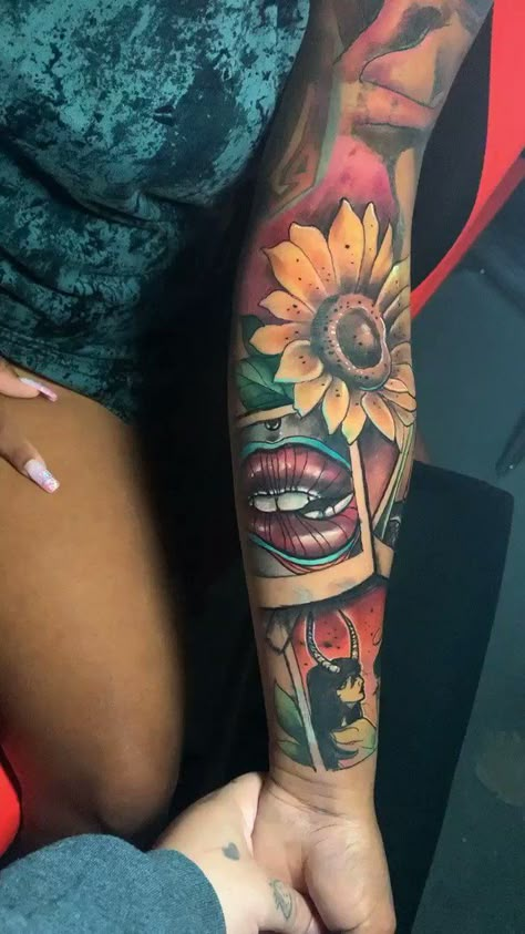 Baddie Tattoo Ideas Female Sleeve, Baddie Tattoo Ideas Female, Baddie Tattoo Ideas, Tattoo Ideas Female Sleeve, Dark Skin Tattoo, Half Sleeve Tattoo Stencils, Pretty Hand Tattoos, Female Sleeve, Wicked Tattoos