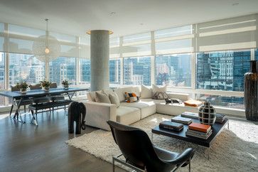 San Francisco Modern - contemporary - living room - san francisco - Muratore Design + Construction High Rise Apartment Decor, High Rise Apartment, Urban Interior Design, Modern Apartment Living Room, Condo Decor, Condo Living Room, Modern Contemporary Living Room, High Rise Apartments, La Style