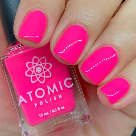 Hot Pink Nail Polish, Pink Holographic Nails, Peach Nail Polish, Nails Luxury, Peach Nails, Hot Pink Nails, Cream Nails, Pink Nail Polish, Pink Neon