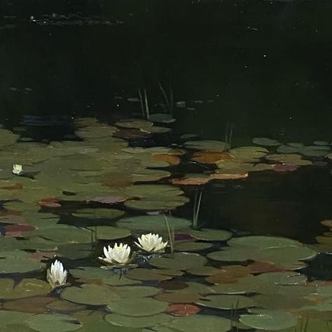 César Meza Anguiano on Instagram: "Lily pads.  One of the last paintings I did the past month for the #hudsonriverfellowship @grandcentralatelier   PRIVATE COLLECTION 🔴  #landscapepainting #classicalrealism #oilpainting #fromlife #nature #pintura" Lily Pad Aesthetic, Lilypad Painting, Water Reflection Painting, Pad Aesthetic, Pond Painting, Classical Realism, Lake Painting, Art Idea, Ap Art