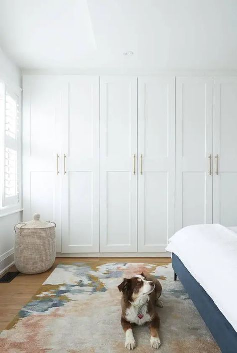 a lovely neutral bedroom with built in ikea pax wardrobes Hallway Closets, Bedroom Built In Wardrobe, Modular Closets, Ikea Wardrobe, Ikea Pax Wardrobe, Bedroom Cupboards, Built In Cupboards, Wardrobe Designs, Pax Wardrobe