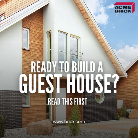 Even though this structure is “just” a guest house, it’s still a HOUSE, and that means it's more complicated than just throwing up some walls and windows. 🏘️ Building a guest house from scratch is the most customizable option, but sometimes, it’s the most expensive and time-consuming option. On a cost per square foot basis, building a small guest house is no cheaper than building an entirely new house. 💡 Read the full blog post on Brick.com Small Guest House, Acme Brick, Brick In The Wall, Guest Houses, Eco Friendly Home, Eco Friendly House, Most Expensive, Guest House, Home Inspiration