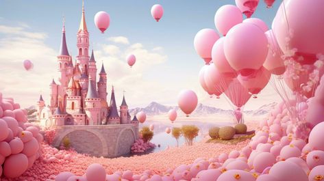 Pink princess castle Barbie Background Landscape, Barbie Landscape, Pink Princess Castle, Barbie Castle, Background Landscape, Baby Photo Frames, Pink Castle, Pink Wallpaper Backgrounds, Wedding People