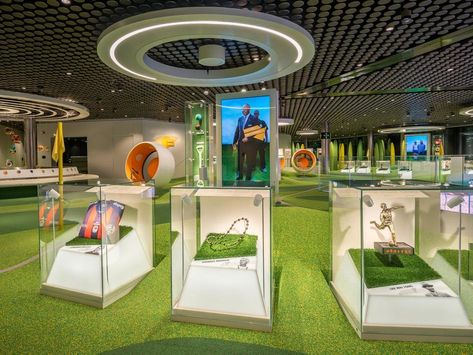 Zurich, FIFA World Football Museum Football Museum, Football Displays, Street Football, Museum Exhibition Design, Soccer Stadium, Museum Displays, Football Kids, Street Furniture, World Football