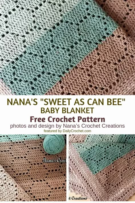 Easy Honeycomb Baby Blanket Free Crochet Pattern Baby Blanket Free Crochet Pattern, Bee Baby Blanket, Modern Haken, Free Baby Blanket Patterns, Crocheted Blanket, Crochet Bag Tutorials, Easy Crochet Baby, Crochet Baby Blankets, Blanket Crochet Pattern