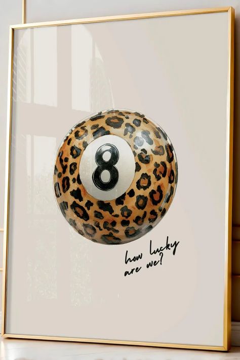 Leopard Pool Ball Print, Lucky Me Poster, Apartment Wall Art, Retro Poster, Maximalist Wall Art, Preppy Posters, Aesthetic Poster

Add some flair to your space with this leopard print 8 ball poster, a retro-inspired print that brings feel-good vibes and a funky, preppy twist to any room. Perfect for your college dorm or apartment, this bold design is sure to make your walls pop! Poster Prints Leopard, 8 Ball Aesthetic, Leopard Print Aesthetic, Leopard Poster, Preppy Posters, Maximalist Poster, Wall Art Preppy, Me Poster, Apartment Wall Art