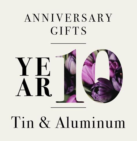 Our Guide to 10th Anniversary Gifts: In Your Elements (Tin and Aluminum) Aluminum Gifts For Him, Aluminum Anniversary Gift For Him, Diy Tin Gifts Anniversary, Tin/aluminum Anniversary Gifts, Tenth Anniversary Ideas, Tin Or Aluminum Gifts For Anniversary, Tin Or Aluminum Gifts For Him, Tin Anniversary Gifts For Him, 10th Anniversary Ideas