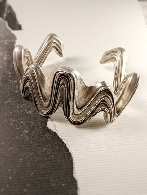 Wavy Cuff Wavy Bracelt Unique Gift Sterling Silver 925 - Etsy UK Wavy Mirror, Cuff Bracelets, Cuff, Unique Gifts, 925 Sterling Silver, Sterling Silver, Etsy Uk, Silver, Gifts