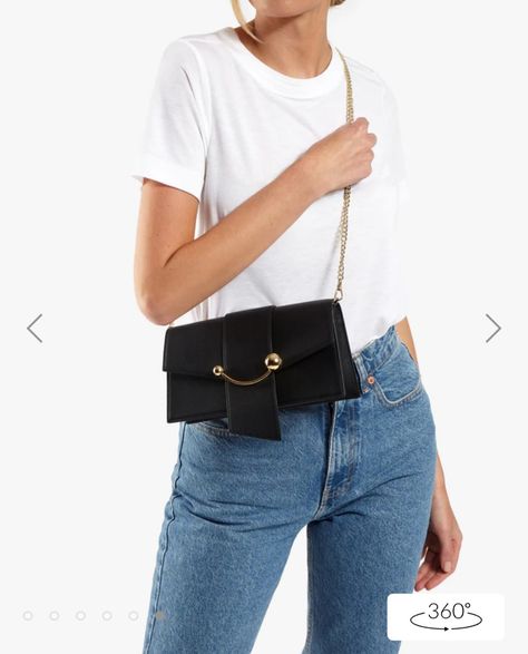 Strathberry Crescent, Chloe Drew, Bags Purses, Chain Strap, Black Noir, Evening Bags, Crescent, Gold Chain, Leather Shoulder Bag