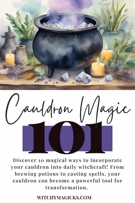 Discover 10 magical ways to incorporate your cauldron into daily witchcraft! From brewing potions to casting spells, your cauldron can become a powerful tool for transformation. Learn practical tips, creative ideas, and ancient traditions to boost your magical practice. Perfect for witches of all levels. Tap into your cauldron's full potential today! #Witchcraft #CauldronMagic #Spells #Magick #Wicca #WitchyLife Cauldron Witchcraft, Witchcraft Resources, Cauldron Magic, Daily Witchcraft, Witches Grimoire, Witchy Recipes, Spells That Actually Work, Casting Spells, Teen Witch