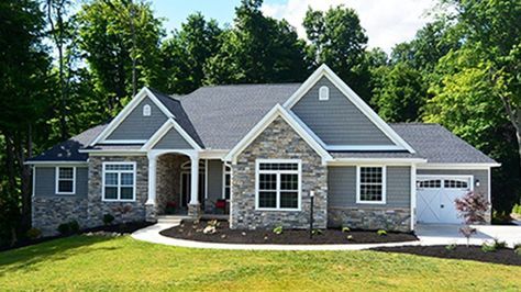 Home Plan HOMEPW75661 - 2449 Square Foot, 3 Bedroom 2 Bathroom + French Country Home with 3 Garage Bays | Homeplans.com 1890 House, Kitchens With Two Islands, Small Lake Houses, Brick Ideas, Bathroom French Country, Ranch House Plan, European Home, Lake House Plans, European House