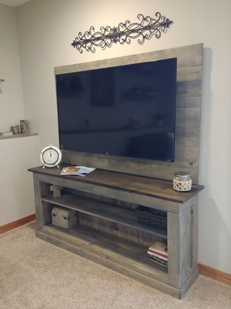 Diy 75 Inch Tv Stand, Pallet Stand Diy, Diy Tall Tv Stand Ideas, Man Cave Tv Stand, Diy Tv Stand For 75 Inch Tv, Diy Wooden Tv Stand, Driftwood Tv Stand, Homemade Tv Stand Wood, Tv Stand Diy