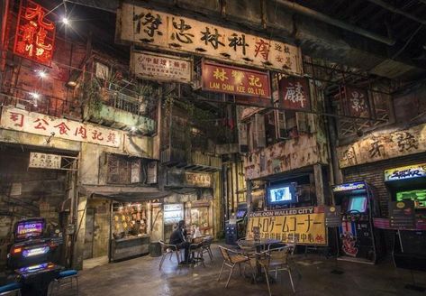 Synthetic urban hell - a video game arcade near Tokyo modelled after Kowloon Walled City | 2021-07-18 Cyberpunk Room, Kowloon Walled City, Magic Realms, Dark City, Walled City, Urban Architecture, Alien Worlds, Aesthetic Japan, Urban Environment