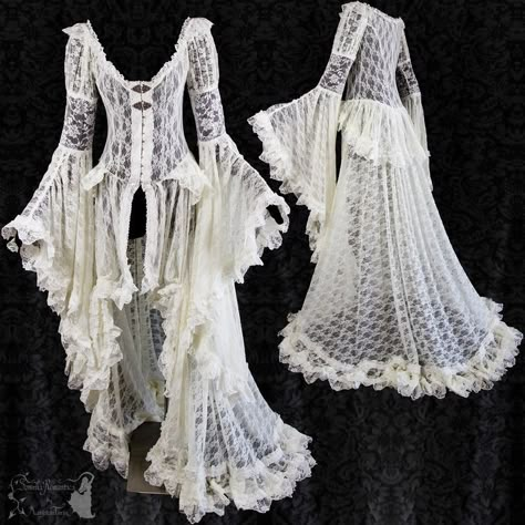 Ghostcore Outfits, White Goth, Estilo Hippy, Mode Crochet, Fairytale Dress, Lace Dresses, High Fantasy, White Dresses, Fantasy Fashion