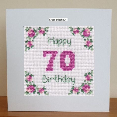 70th Birthday Card - Cross Stitch Kit | eBay Birthday Cross Stitch, 90th Birthday Cards, 16th Birthday Card, 80th Birthday Cards, 95 Birthday, Happy 90th Birthday, Happy 80th Birthday, 70th Birthday Card, Happy 70 Birthday