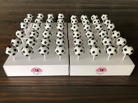 Soccer Ball Cake Pops, Soccer Cake Pops, Kids Soccer Team, Soccer Team Party, Soccer Ball Cake, Soccer Cake, Ball Cake, Team Party, Cake Bites