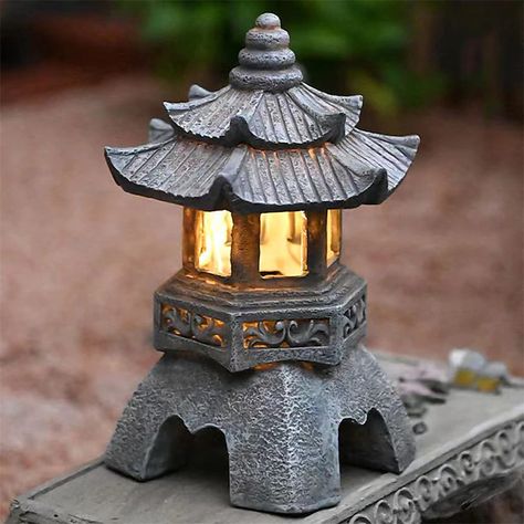 Decoration Zen Ornaments Garden Accessories Solar Powered Tower Statue Palace Lanterns Solar Lamp Stone Pagoda Lantern 2024 - $31.99 Outdoor Zen Garden, Pagoda Garden, Balkon Decor, Pagoda Lanterns, Japanese Lantern, Outdoor Landscape Lighting, Garden Lanterns, Solar Led Lights, Solar Lamp