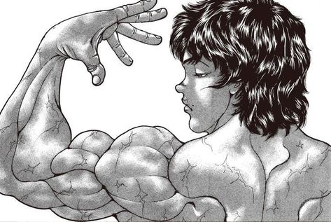 Baki Poses One Hand, Baki Wallpaper Laptop, Baki Drawing Pose, Baki Hanma Back, Baki Wallpaper Pc, Baki Hanma Drawing, Baki Manga Panels, Baki Drawing, Baki Pose