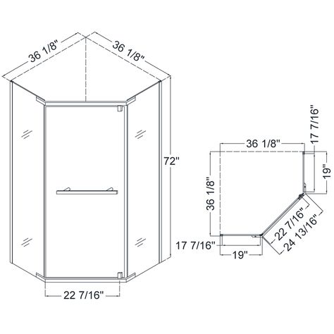 Shower Base Installation, Neo Angle Shower Enclosures, Shower Dimensions, Dreamline Shower, Neo Angle Shower, Shower Renovation, Custom Tile Shower, Bathroom Dimensions, Shower Sizes