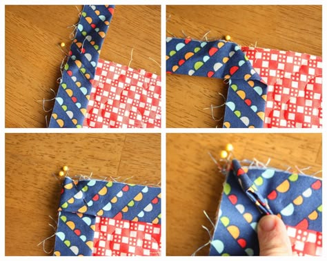 Easy DIY tutorial for binding a quilt. How to finish and bind a quilt. Quilt Binding Corners, Binding Corners, Binding A Quilt, Quilt Tools, Bind A Quilt, Quilt Easy, Quilt Binding Tutorial, Shirt Crafts, Sew Quilt