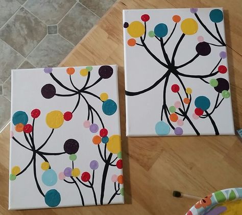 Polka dot abstract 2 part canvas Polka Dot Artwork, Yayoi Kusama, Kindergarten Crafts, Rangoli Designs, Polka Dots, Kindergarten, Dots, Abstract Painting, Stripes