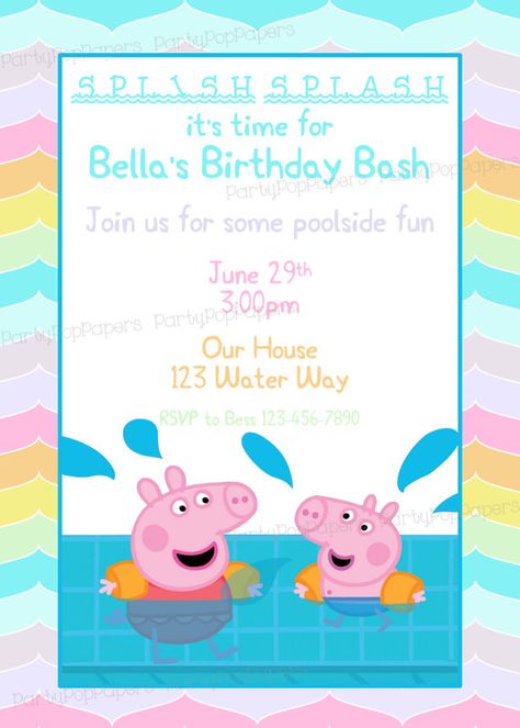 Peppa Pig Invitation, Pig Printable, Peppa Birthday, Funny Birthday Invitations, Peppa Pig Invitations, Peppa Pig Birthday Invitations, Peppa Party, Pepper Pig, 1st Birthday Invitation Template