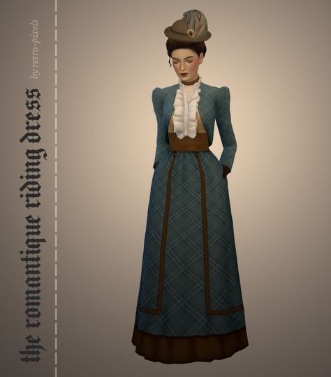 Sims 4 Cc 1800s Clothes, 1800s Clothes, Akiman Art, 1890 Dress, Ts4 Mod, Riding Dress, Sims 4 Decades Challenge, Sims Medieval, Clothes Cc