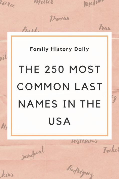 Wondering how common your last name is? Whether you’re in the process of researching your surname because you’re building your family tree, or are just curious how popular your name is, find out here. Common Last Names, Surname List, Common Surnames, Name Origins, Genealogy Resources, Last Names, Genealogy Research, Common Names, Family Name