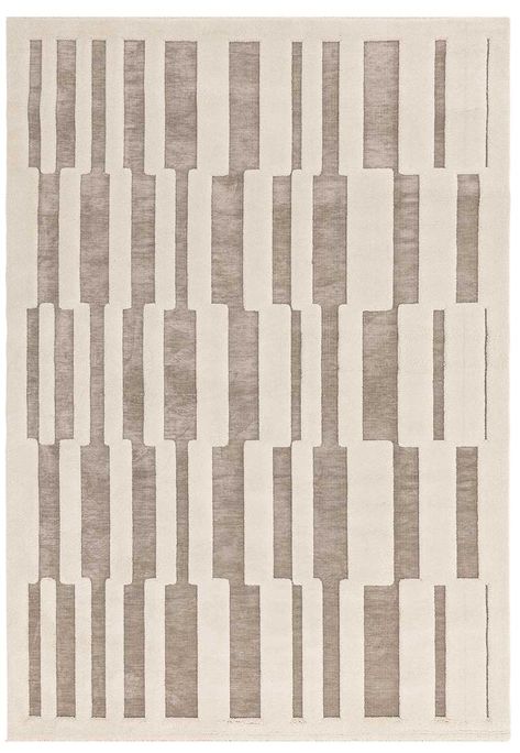 In a delicate and neutral colour palette, the Valley Natural Ivory Tile Soft Rug will add just the right amount of detail and interest to your home. Featuring an irregular stripe pattern in beige and off-white with a simple border around the edges, the pattern is created using a carved 3D effect resulting in a high-low pile. Available in three different sizes, this is a versatile rug that will add focus and pattern to your space. Perfect for contemporary schemes, Valley would work particularly w Rugs Pattern, Irregular Rug, Cream Modern Rug, Line Patterns Geometric Simple, Cream Rug With Black Lines, Geometric Neutral Rug, Beige Rug Texture Pattern, Black And Cream Geometric Rug, Simple Borders